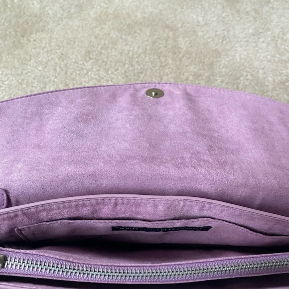 White House Black Market suede lavender clutch. - Picture 2 of 4
